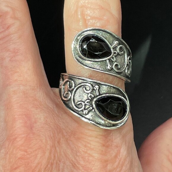 Boho and Bling Faux Gemstone Adjustable Statement Spoon Ring (Red) #1345 - Picture 12 of 16